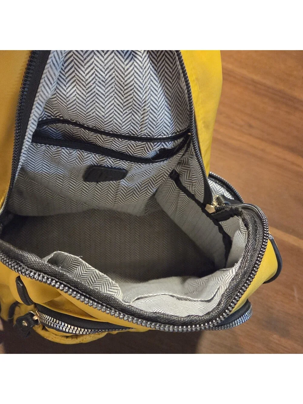 London Fog Mustard Yellow Quilted Mini Backpack Purse